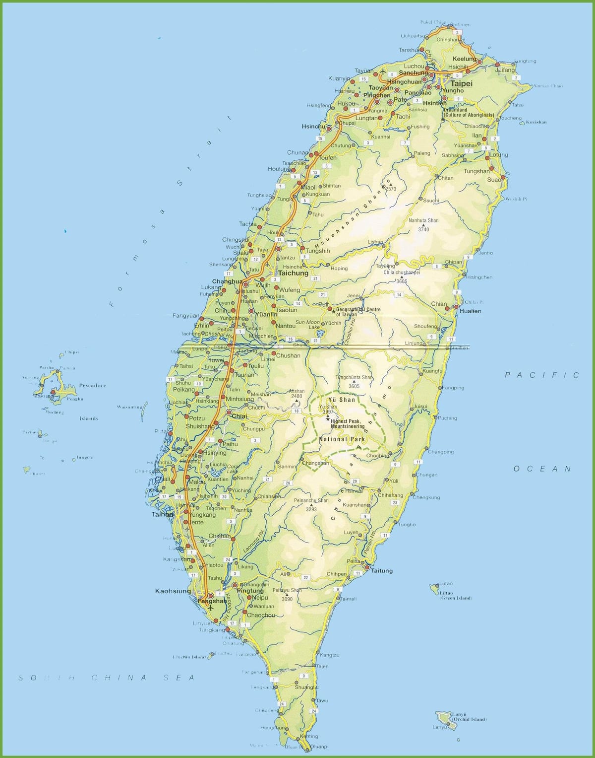 Térkép Tajvan kemping