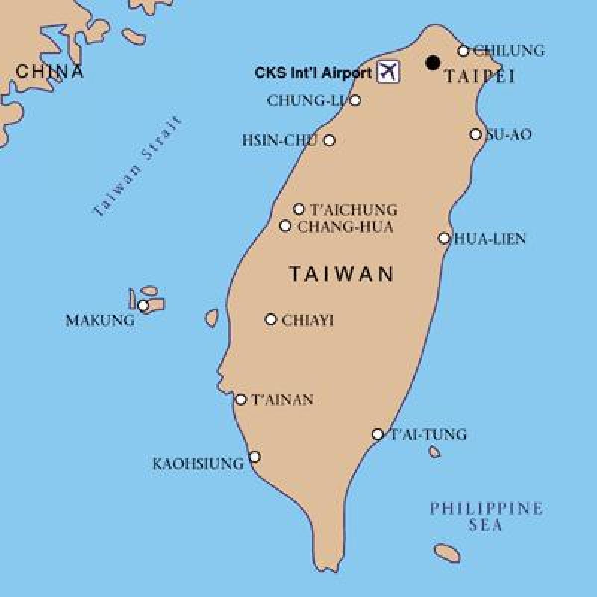 Tajvani nemzetközi repülőtér térkép