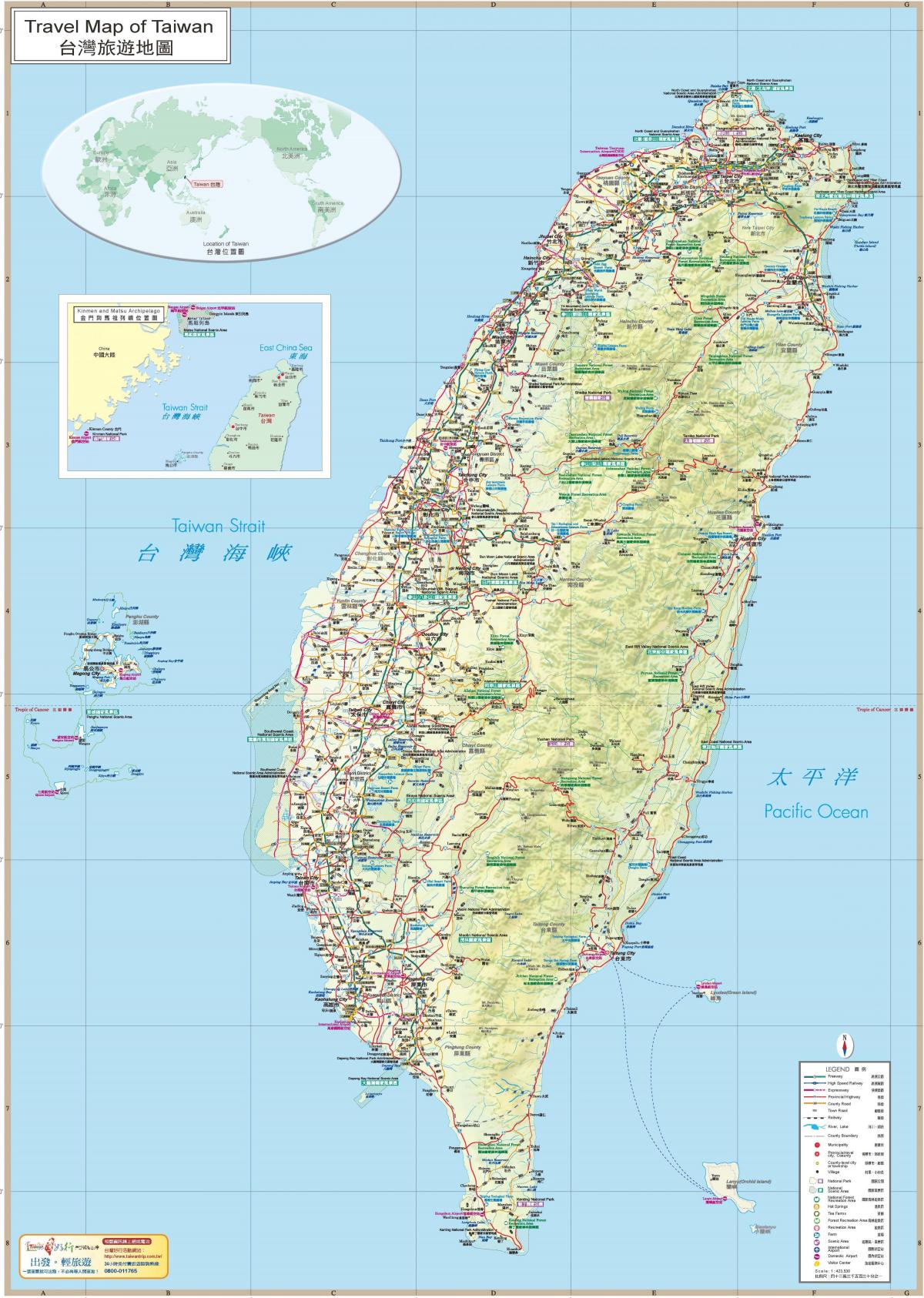 térkép Tajvan turista látványosságok
