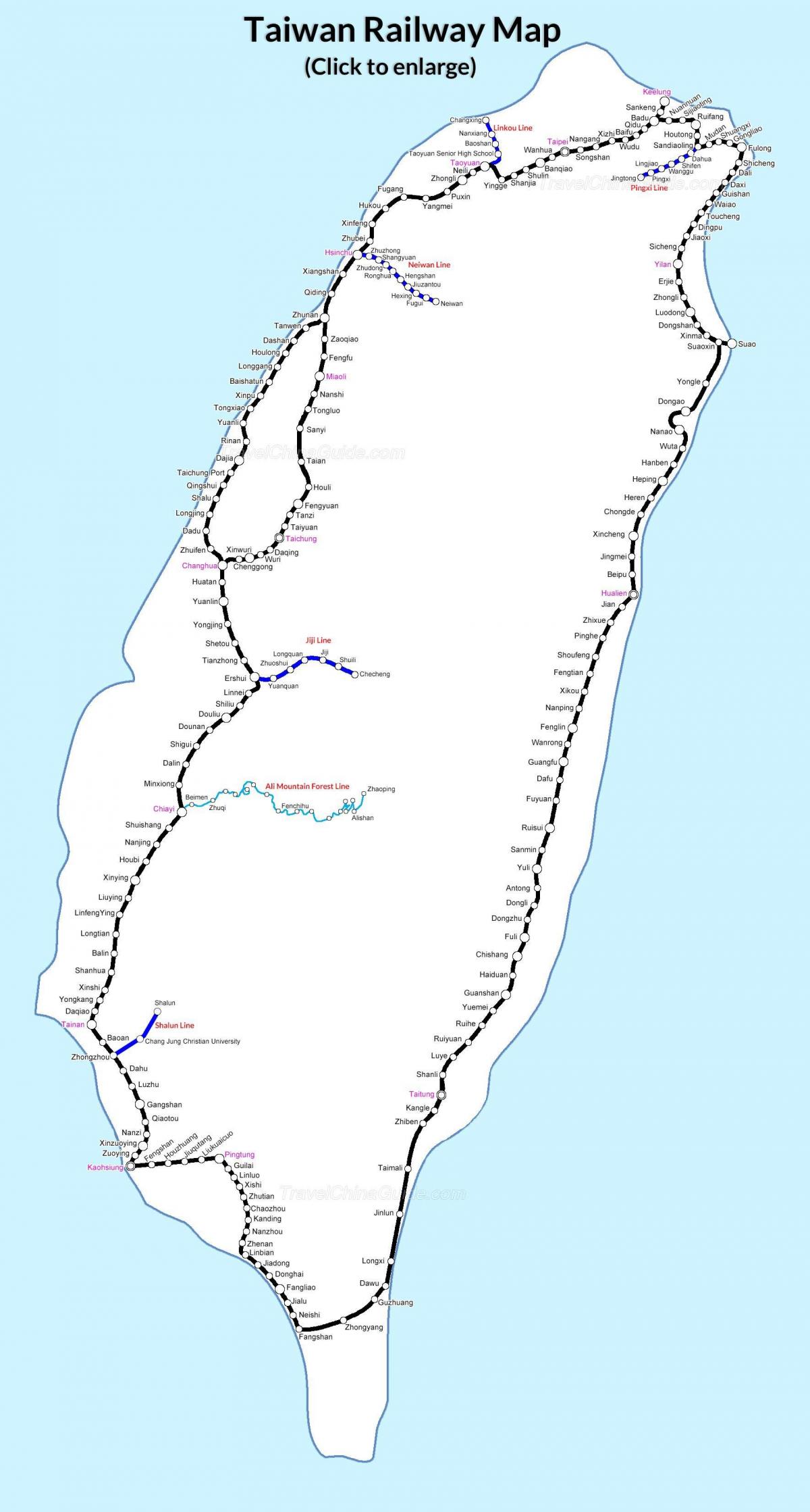 vasúti térkép Tajvan