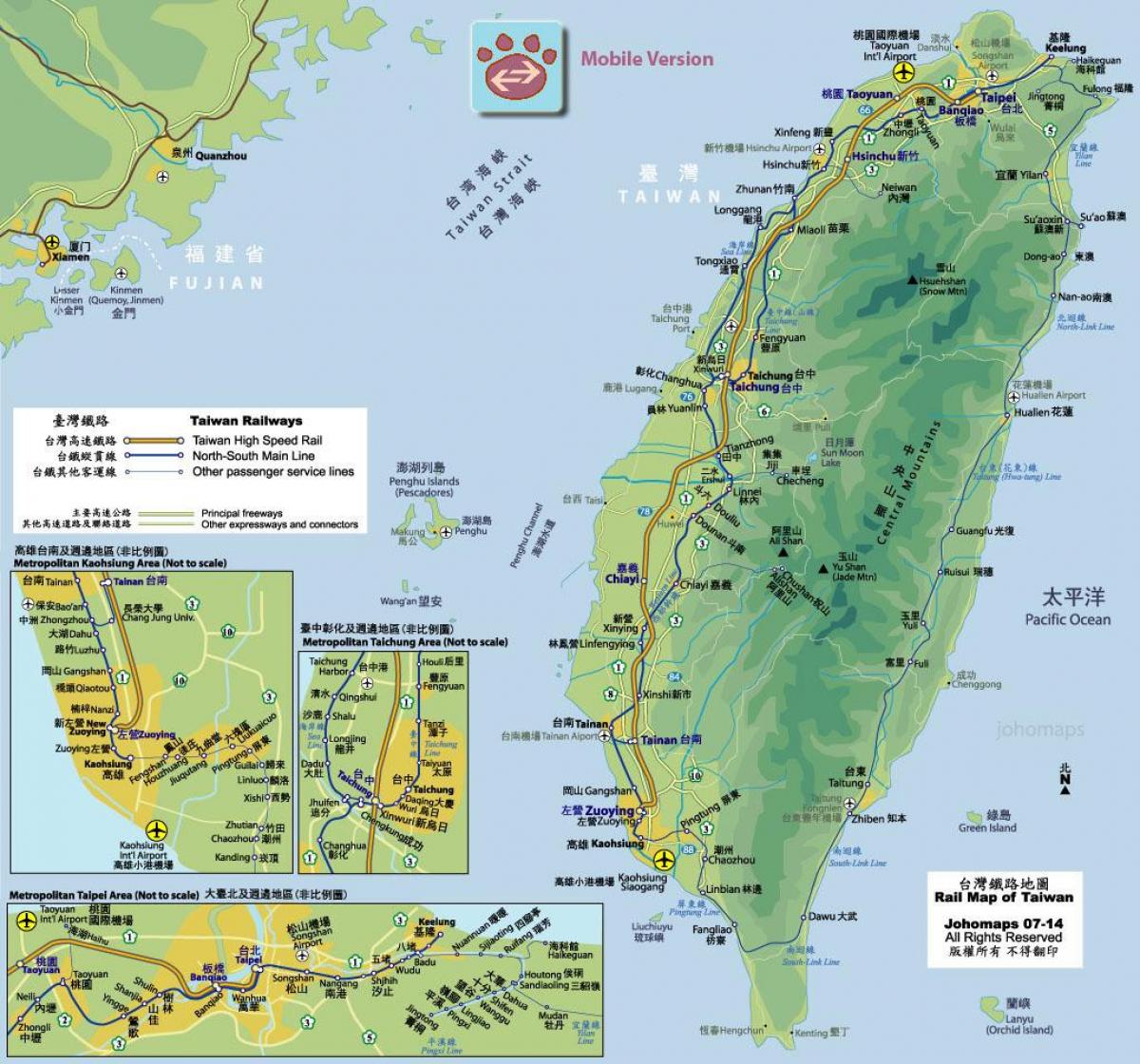 Tajvan vasúti térkép