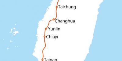 Tajvan nagysebességű vasúti útvonal térkép