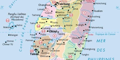 Térkép Tajvan városok